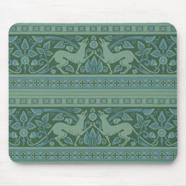 Mousepad Art Deco Nouveau Cachorro Natureza Botânica Antigu (Frente)