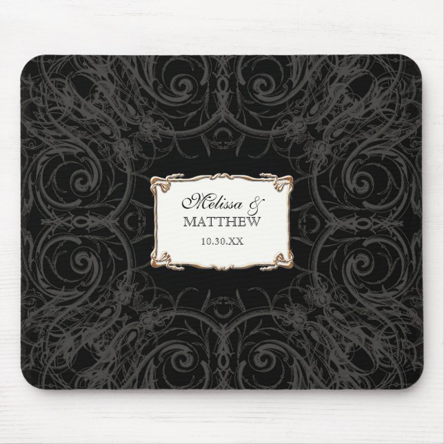 Mousepad Art Deco Nouveau Lace n Dourado Look Personalizado (Frente)
