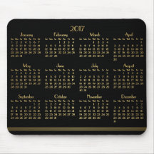 Art Deco Preto Calendário Anual Dourado 2017