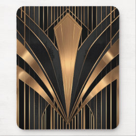 Mousepad Art Deco Rajada de Sol Dourada Geometria Luxuosa