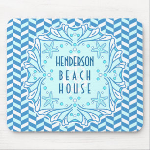 Mousepad Art deco Shell da casa de praia e costume de