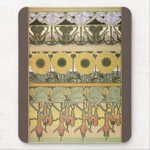 Mousepad Art nouveau alfônimo mucha fuschia girassol flora