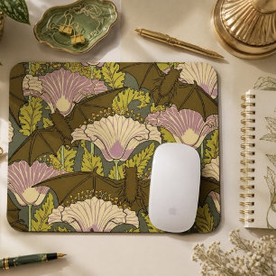 Mousepad Art Nouveau Bats and Flowers