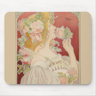 Mousepad Art Nouveau Belle Époque Senhorita Rosas Livemont