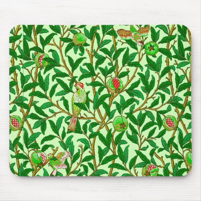 Mousepad Art Nouveau Bird e Pomegranato, Verde limão (Frente)