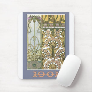 Mousepad Art nouveau flowers alphonse mucha floral art