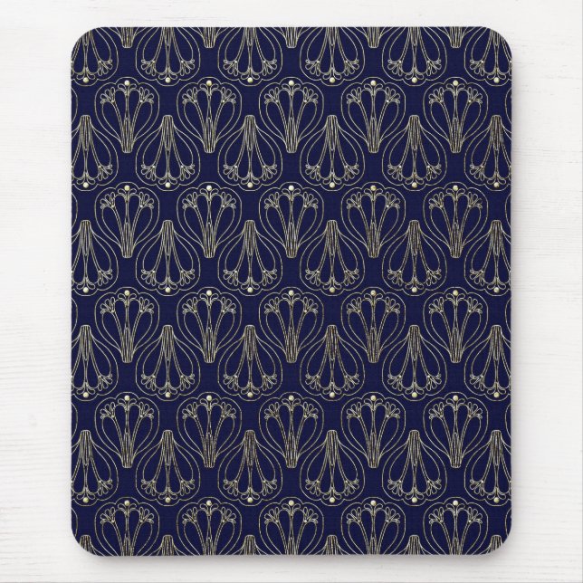 Mousepad Art Nouveau Marinho Azul e Dourado (Frente)