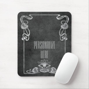 Mousepad Art nouveau suede parece elegante cinza de prata l