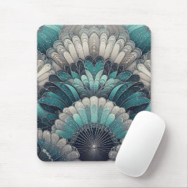 Mousepad Art Nouveau Ventiladores Azuis e Prateados