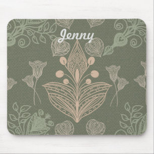 Mousepad Art Nouveau Verde Floral Personalizado