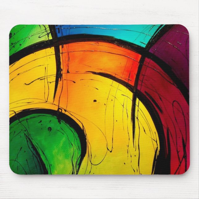 Mousepad Arte abstracta brilhante Funky das cores (Frente)