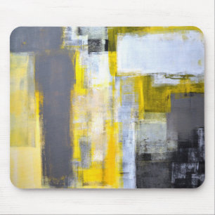 Mousepad Arte abstracta cinzenta e amarela "ocupada,