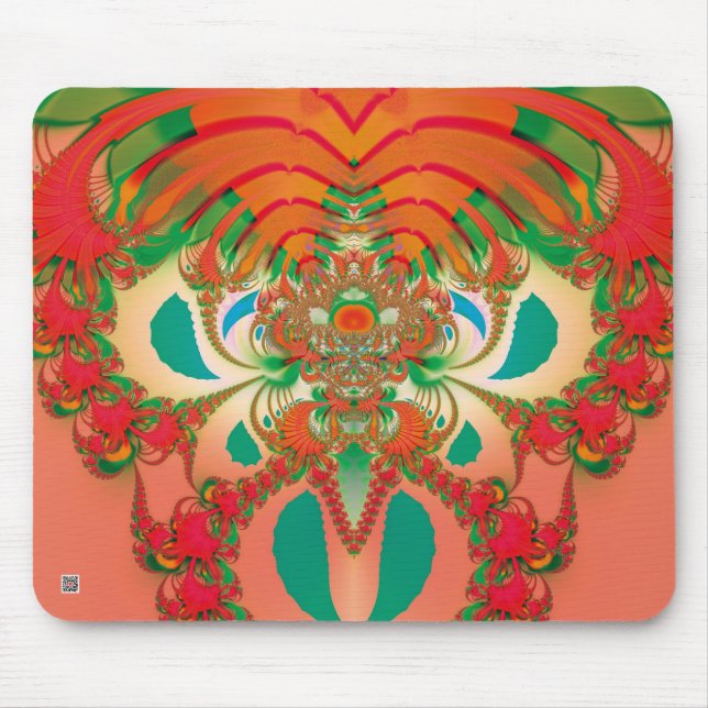 Mousepad Arte Abstrata Coruja Vermelha (Frente)