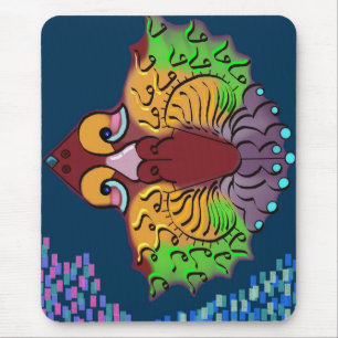 Mousepad Arte Abstrata de Peixe em Roteiro Tailandês Supo
