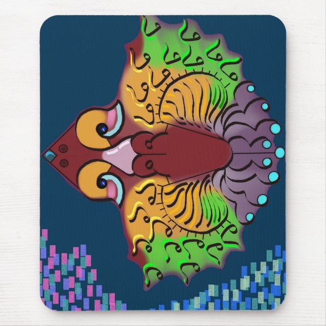 Mousepad Arte Abstrata de Peixe em Roteiro Tailandês | Supo (Frente)