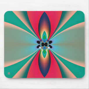 Mousepad Arte abstrata de simetria de espelho coral turques