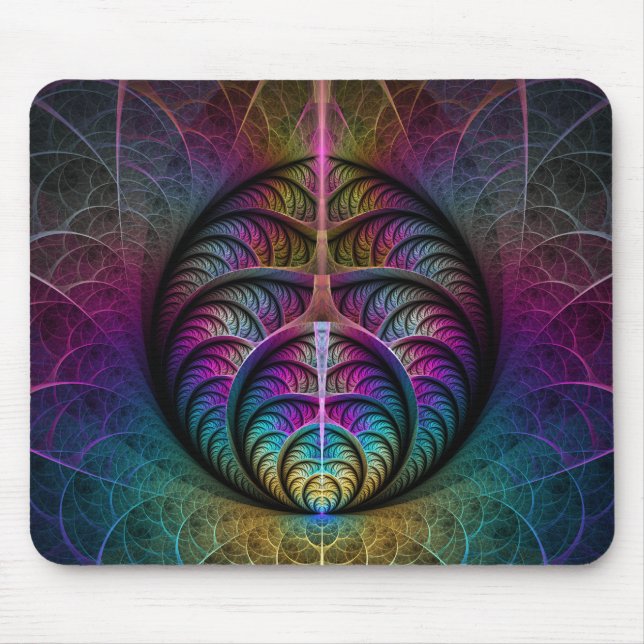 Mousepad Arte abstrata fractal colorida alucinante (Frente)