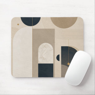 Mousepad Arte Abstrata Geométrica Minimalista de Luxo em NB