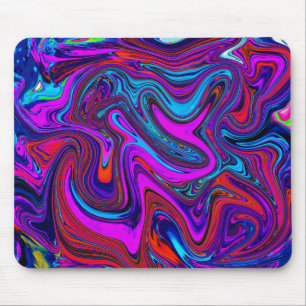 Mousepad Arte Abstrata Marmoreada em Magenta, Azul e Vermel