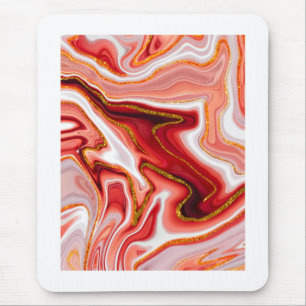 Mousepad Arte Abstrata Vibrante Vermelha e Dourada