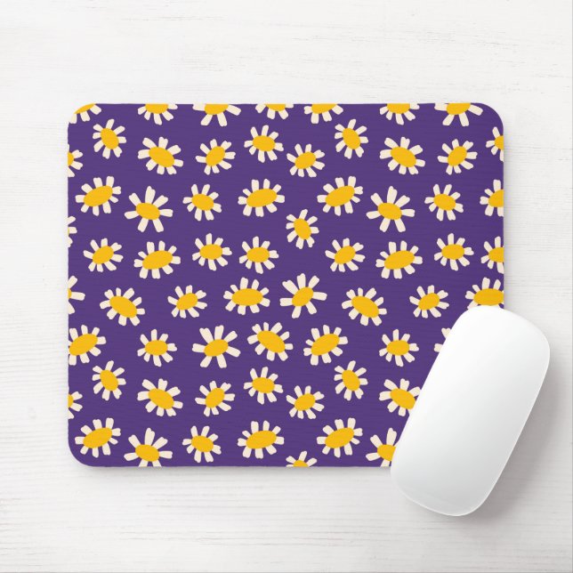 Mousepad Arte abstrato branca e amarela das flores (Com mouse)