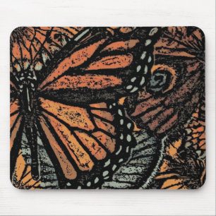 Mousepad Arte abstrato de fantasia de borboleta laranja