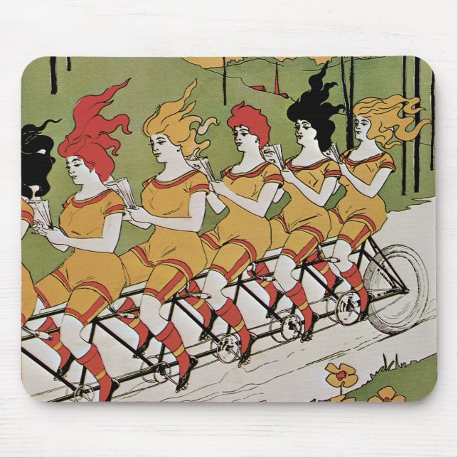 Mousepad Arte Antiga Modernista, Bicicleta Tandem (Frente)