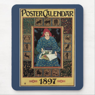Mousepad Arte Antiga Modernista, Mulher Lendo Livro de Astr