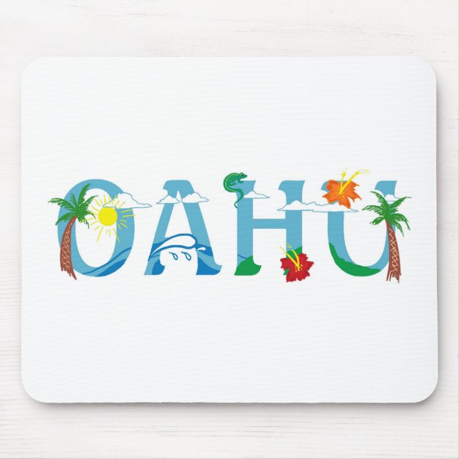 Mousepad Arte artística Oahu Havaí (Frente)