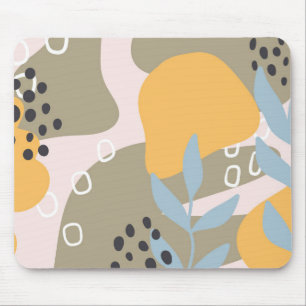 Mousepad Arte Botânica Abstrata Moderna em Laranja e Marrom