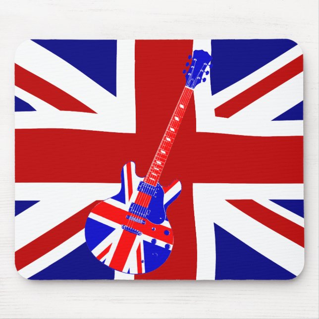 Mousepad Arte britânica 2 da guitarra de Union Jack (Frente)