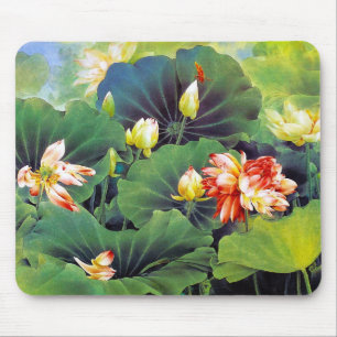 Mousepad Arte chinesa bonita legal da folha do verde da
