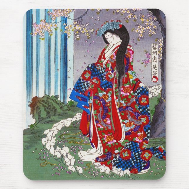 Mousepad Arte clássica japonesa oriental legal da senhora (Frente)
