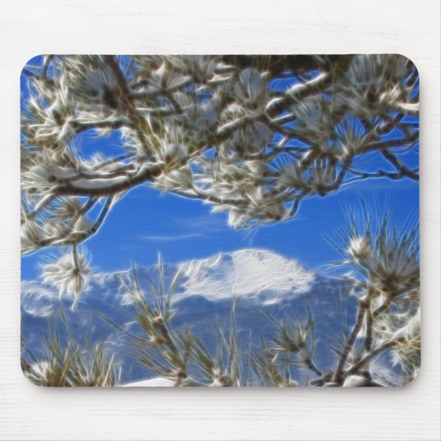 Mousepad Arte coberto de neve do Fractal do inverno máximo (Frente)