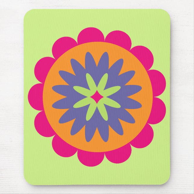 Mousepad Arte com padrão botânico retrô Groovy (Frente)