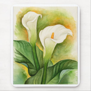 Mousepad Arte da aguarela de dois lírios de Cala - multi