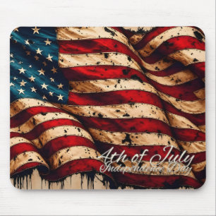 Mousepad Arte da Bandeira Americana Vintage para 4 de Julho