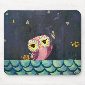 Mousepad Arte da coruja - trave uma estrela de queda