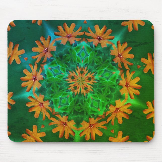 Mousepad Arte da Flor Abstrato de Laranja (Frente)