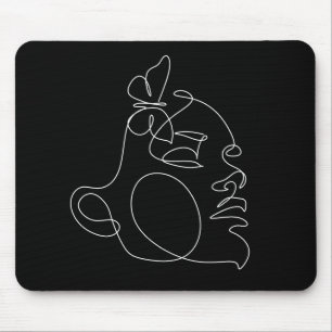 Mousepad Arte da Linha do Rosto da Mulher