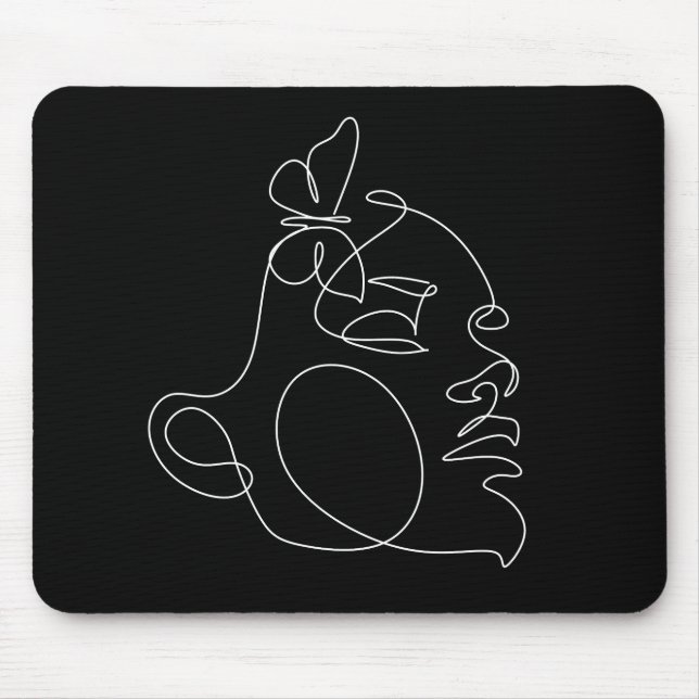Mousepad Arte da Linha do Rosto da Mulher (Frente)