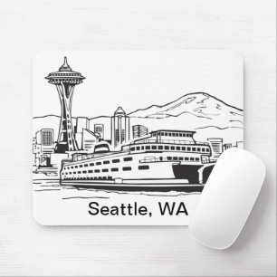 Mousepad Arte da Linha Ferry do Estado de Washington Seattl
