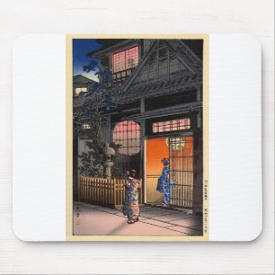 Mousepad Arte da vila da noite de kasamatsu do japonês
