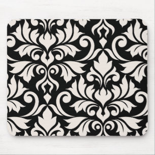 Mousepad Arte Damasco I Creme em Preto