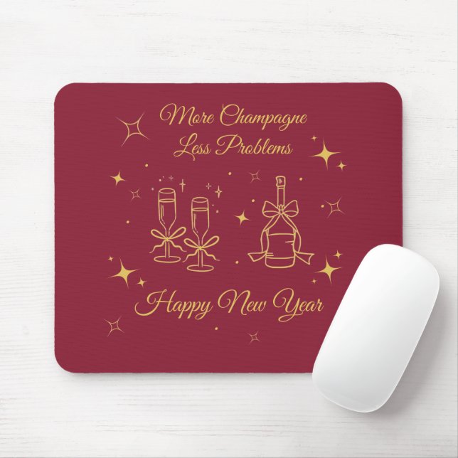 Mousepad Arte de Ano Novo em Linha Dourada (Com mouse)