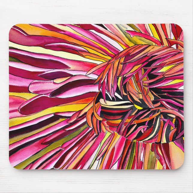Mousepad arte de aquarela de crisântemo flor (Frente)