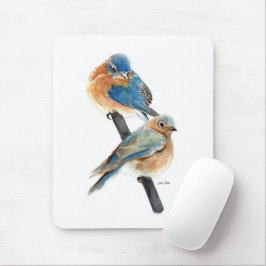 Mousepad Arte de Aquarela do Casal Bluebird