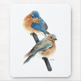 Mousepad Arte de Aquarela do Casal Bluebird