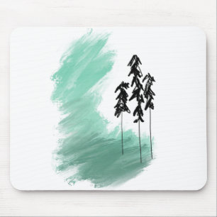 Mousepad arte de árvore verde escandinava simples menta mod