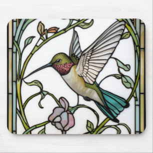 Mousepad Arte de beija-flor elegante botânico boho chic